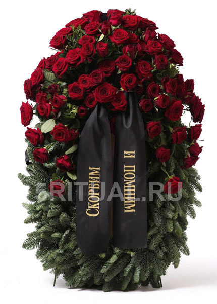 product: Венок с розами Элитный | Купить венок из темно-красными роз.