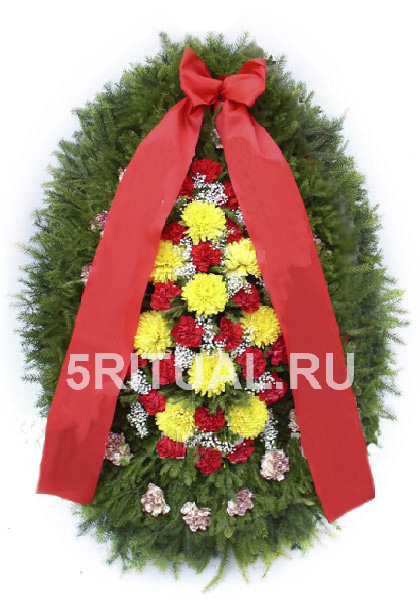 Похоронный венок с живыми цветами - Купить интернет магазин 5-Ритуаал.